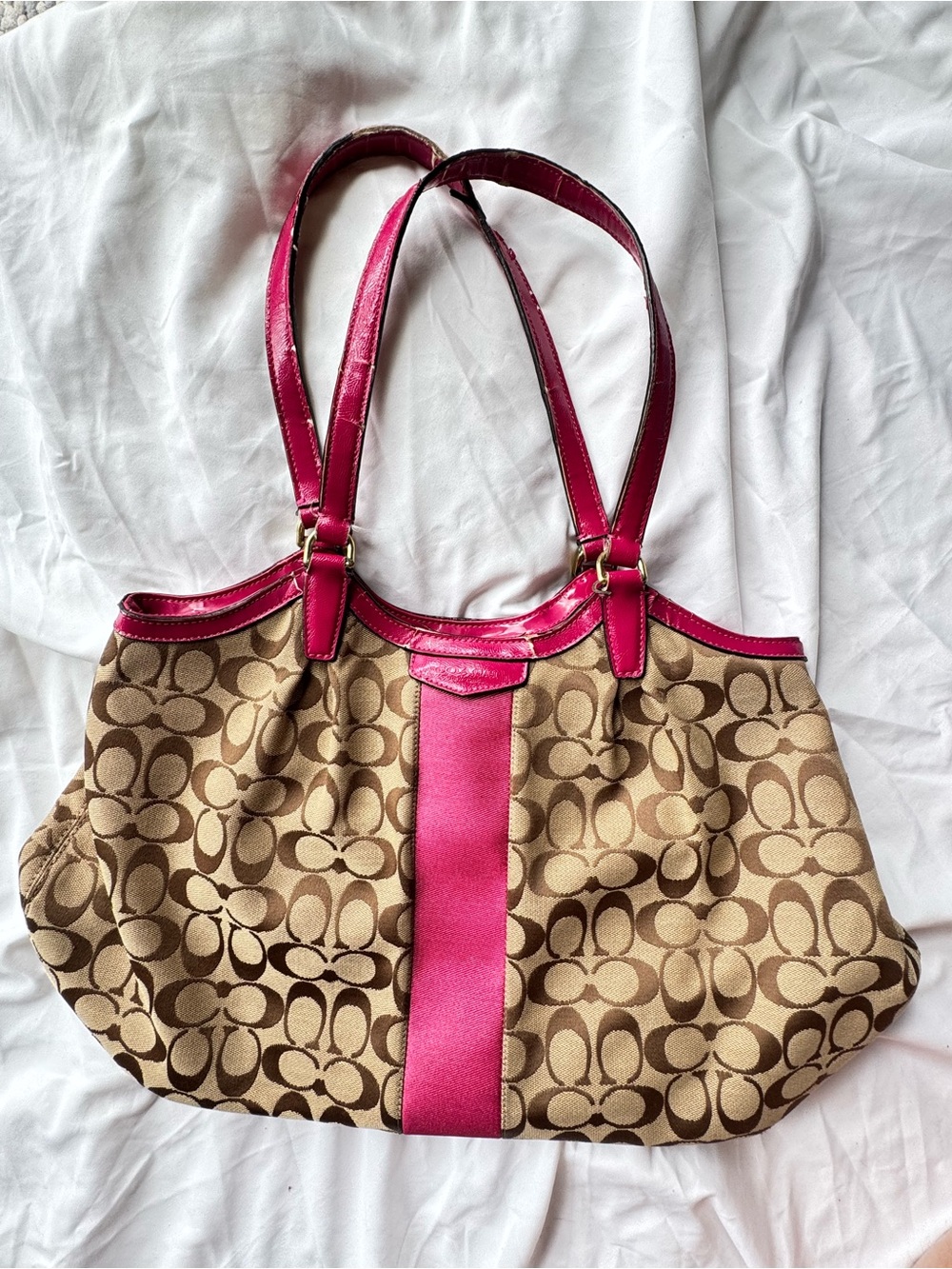 Coach Purse with Hot Pink Trim